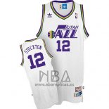 Camiseta Utah Jazz John Stockton NO 12 Retro Blanco