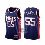 Camiseta Brooklyn Nets Mike James NO 55 Ciudad 2021-22 Azul