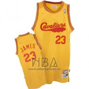 Camiseta Cleveland Cavaliers LeBron James NO 23 Retro 2009 Amarillo