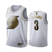 Camiseta Golden Edition Portland Trail Blazers C.j. Mccollum NO 3 Blanco