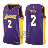 Camiseta Los Angeles Lakers Lonzo Ball NO 2 2017-18 Violeta