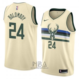 Camiseta Milwaukee Bucks Joel Bolomboy NO 24 Ciudad 2018 Crema