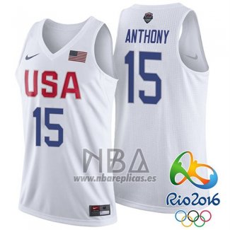 Camiseta USA 2016 Carmelo Anthony NO 15 Blanco