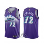 Camiseta Utah Jazz John Stockton NO 12 Classic Edition 2019-20 Violeta